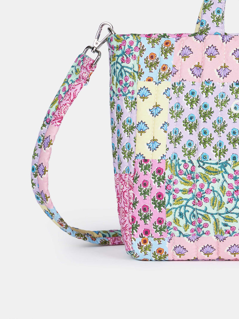 Multicolor flower quilted Soft Tote Mid bag