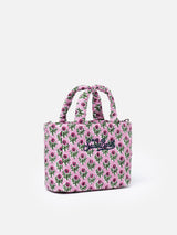 Gesteppte Soft Tote Mini-Tasche mit rosa Blumenmuster