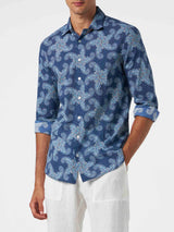 Man muslin cotton Sikelia shirt with paisley star print