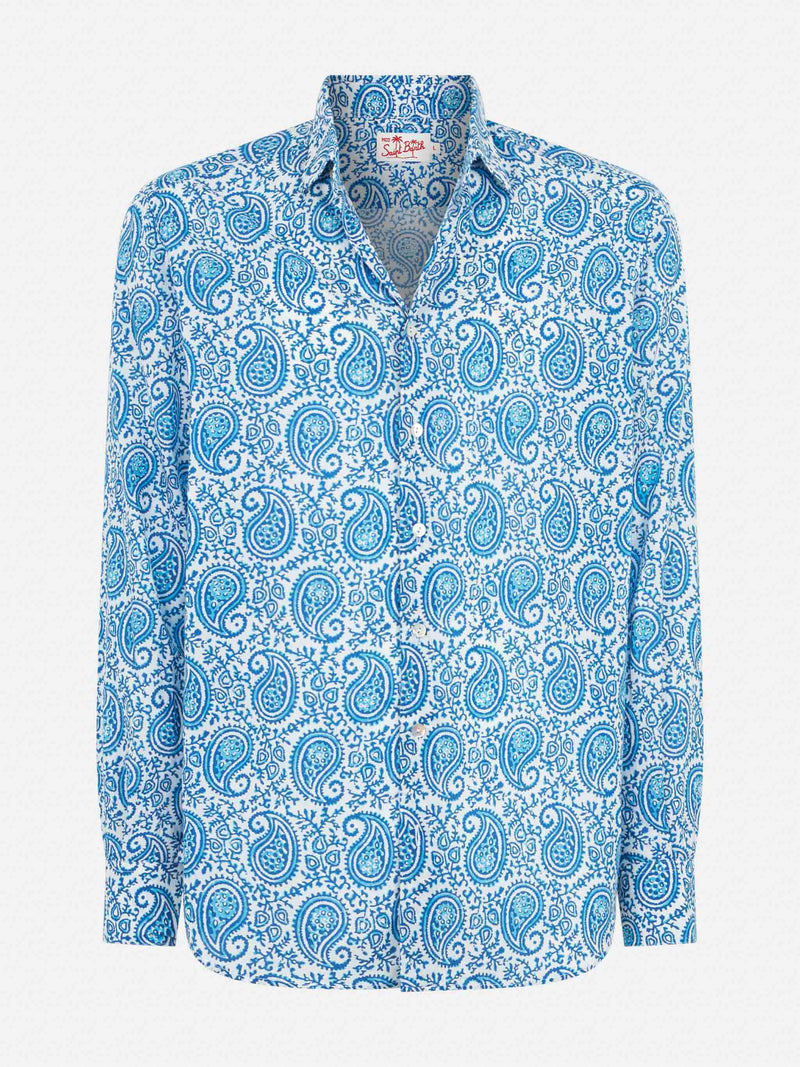 Man muslin cotton Sikelia shirt with paisley print