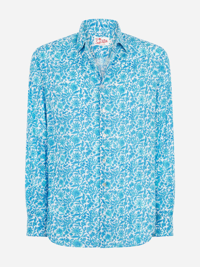 Man muslin cotton Sikelia shirt flower print