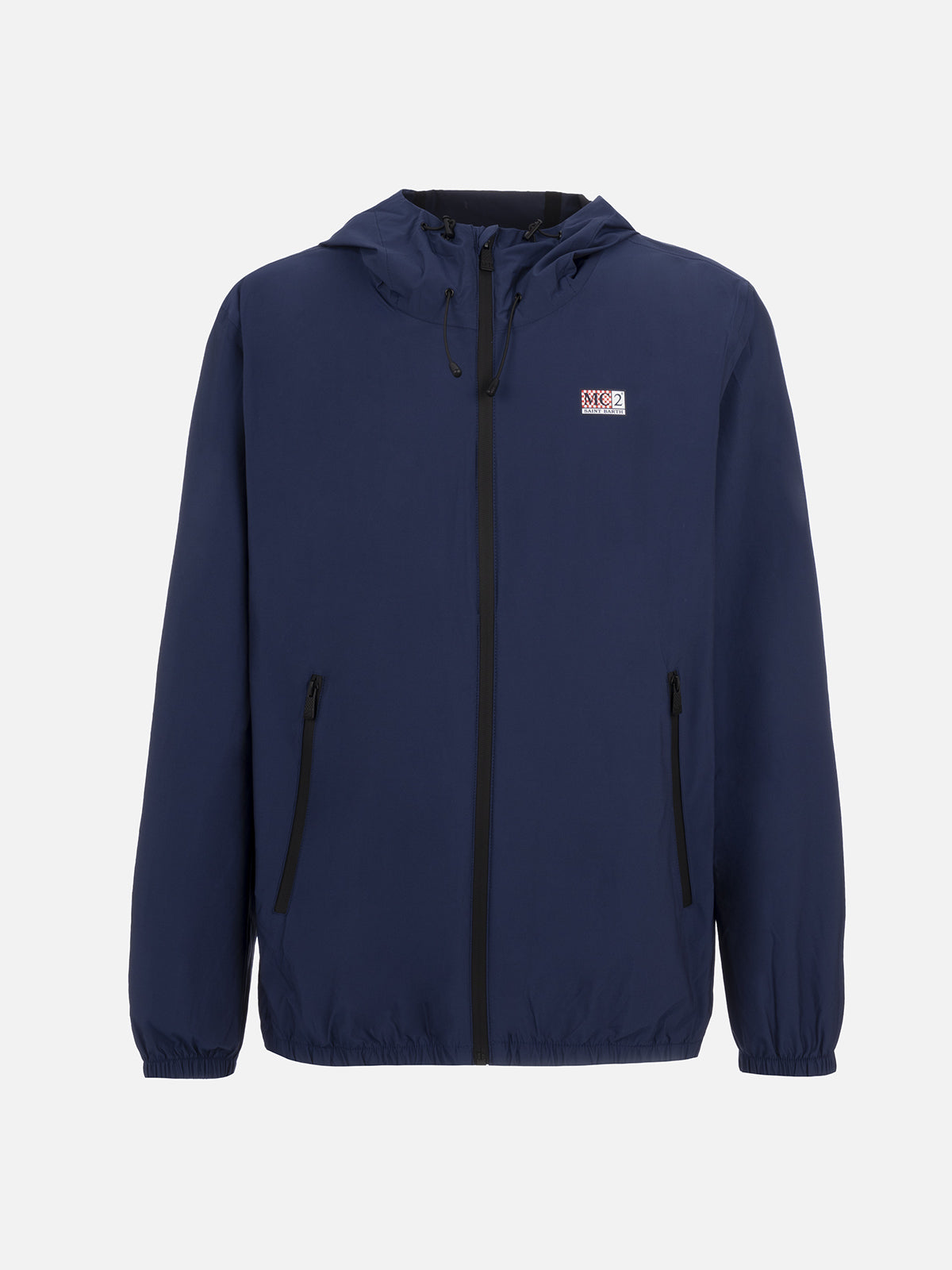 Man hooded lightweight navy blue fabric windbreaker Sloop - MC2 Saint Barth