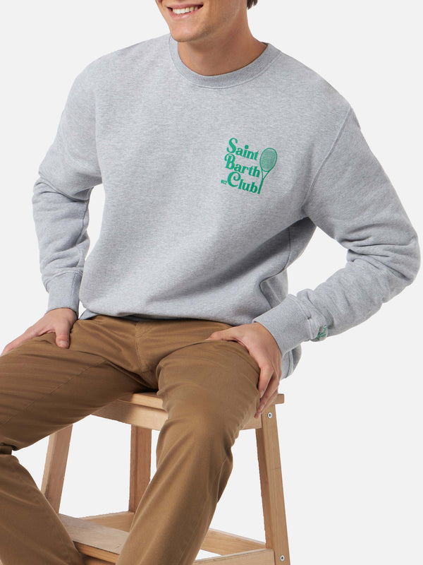 Man crewneck grey sweatshirt with Saint Barth MC2 Club print