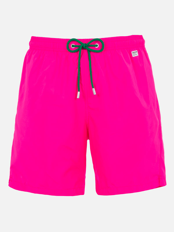 Man lightweight fabric fluo pink swim shorts Lighting Pantone | PANTONE® SPECIAL EDITION