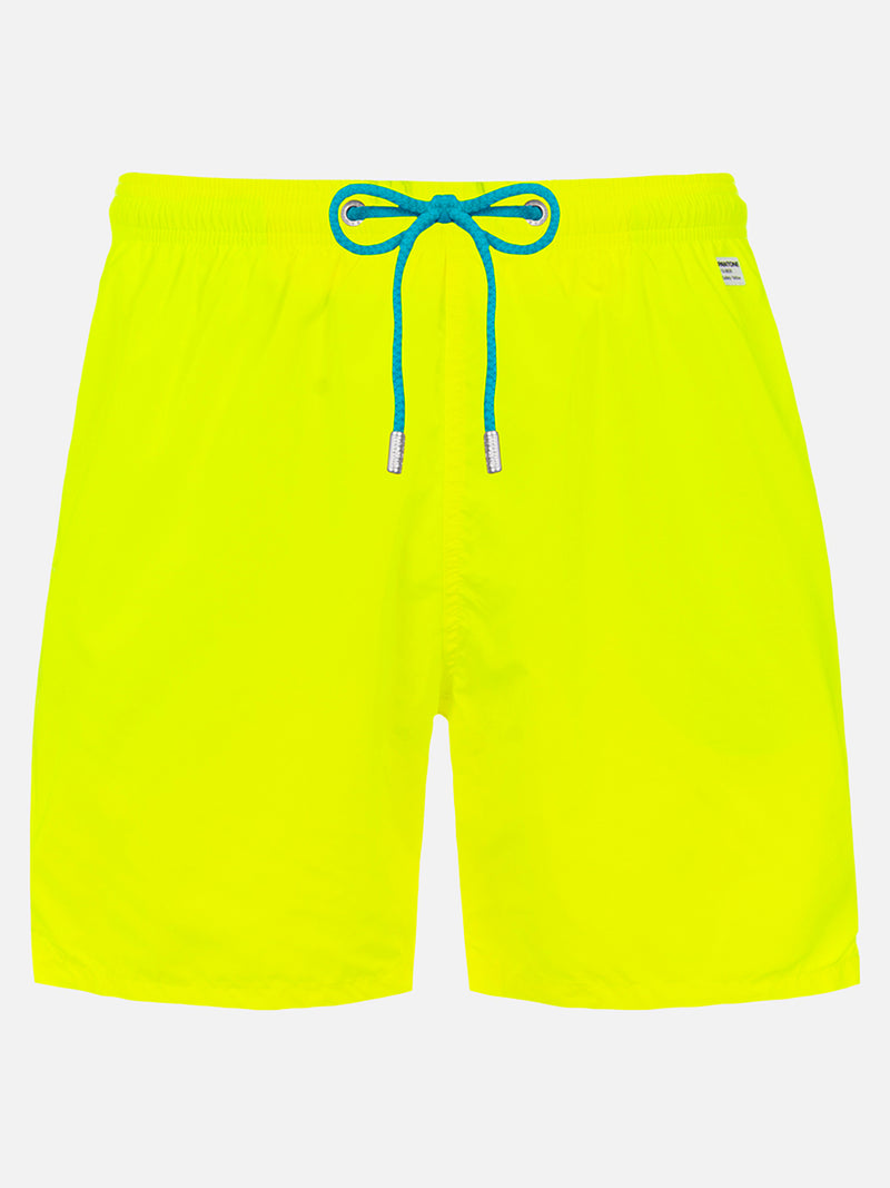 Man lightweight fabric fluo yellow swim shorts Lighting Pantone | PANTONE® SPECIAL EDITION