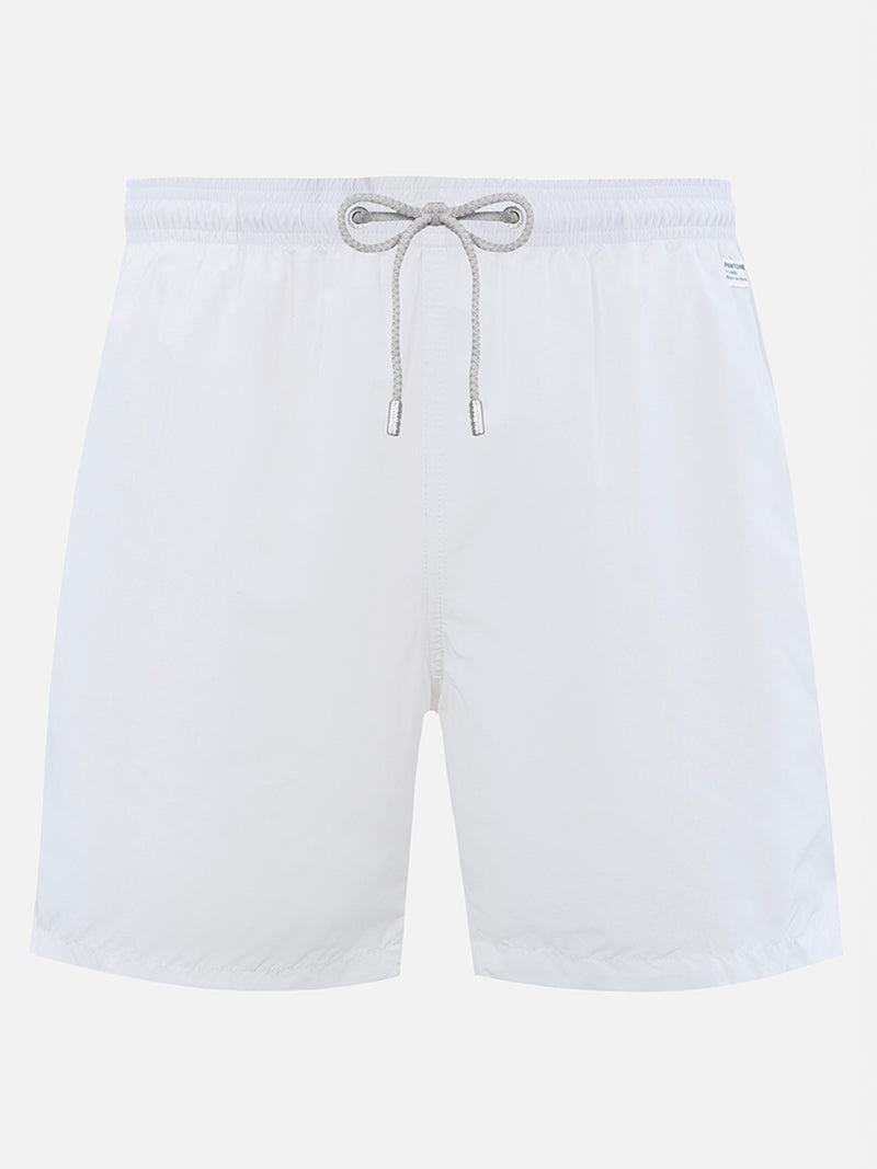 Weiße Herren-Badeshorts aus leichtem Stoff Lighting Pantone | PANTONE-SONDERAUSGABE