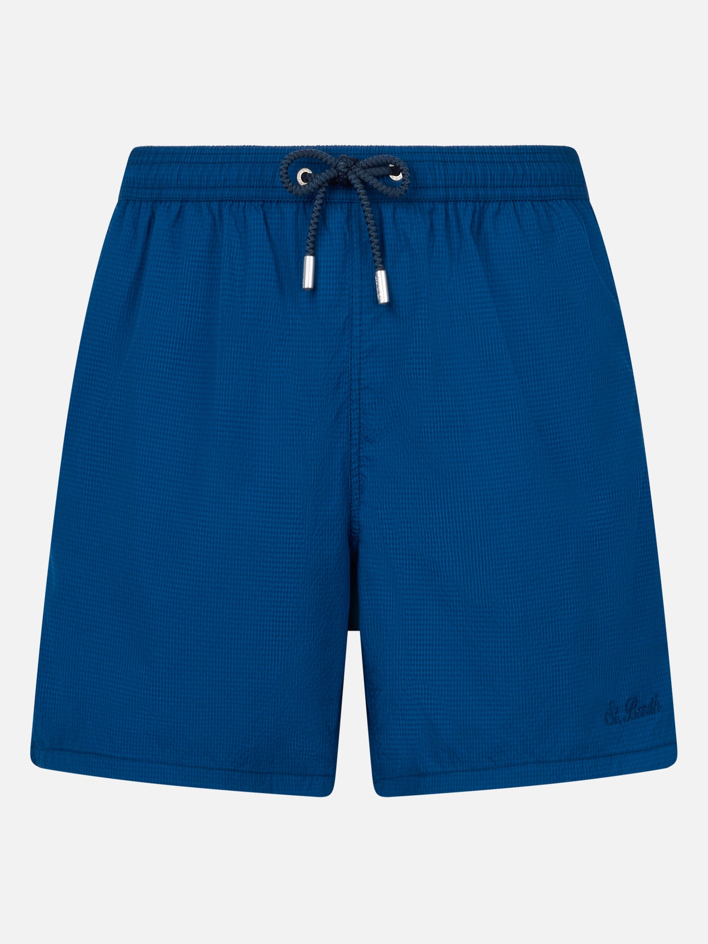 Patmos navy blue seersucker classic light swim shorts