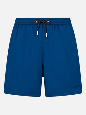 Patmos navy blue seersucker classic light swim shorts