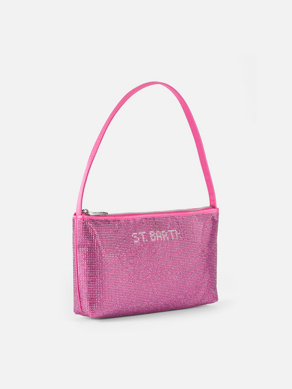 Mini bag with fuchsia rhinestones