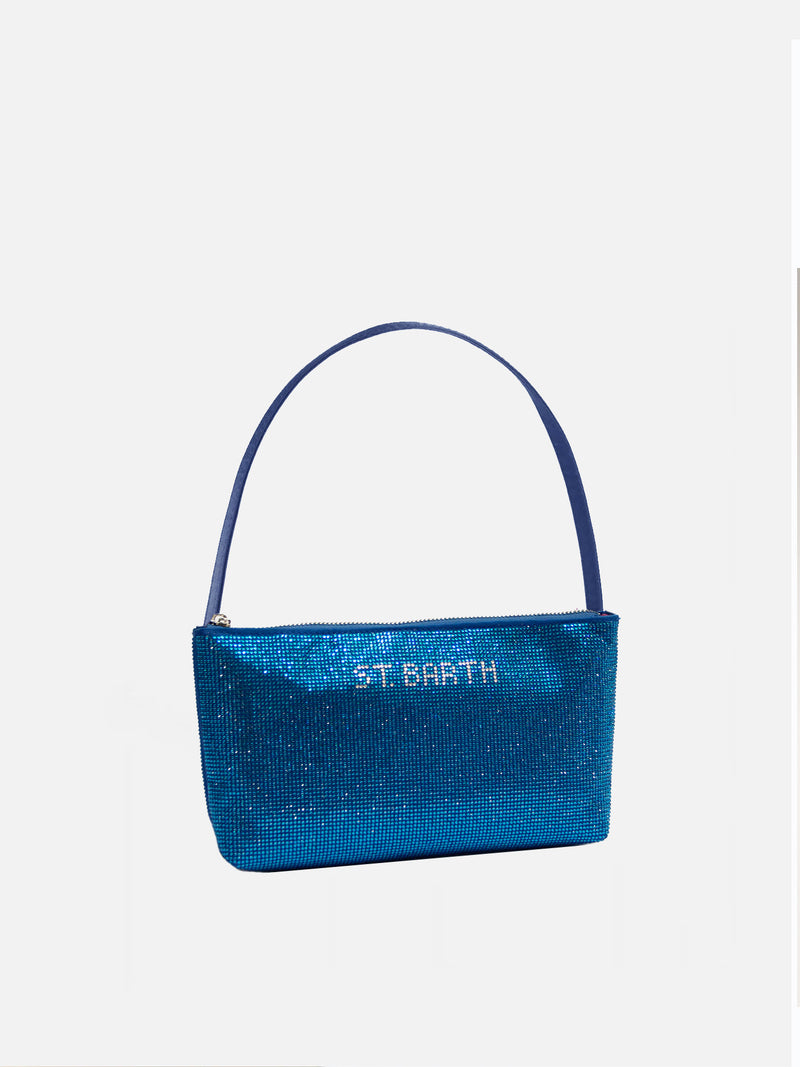 Mini bag with bluette rhinestones