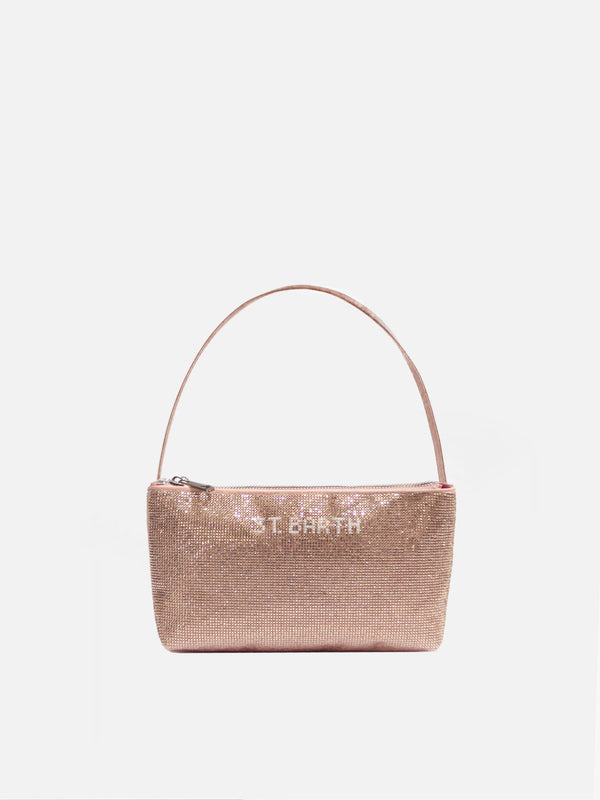 Borsa mini con strass rose gold