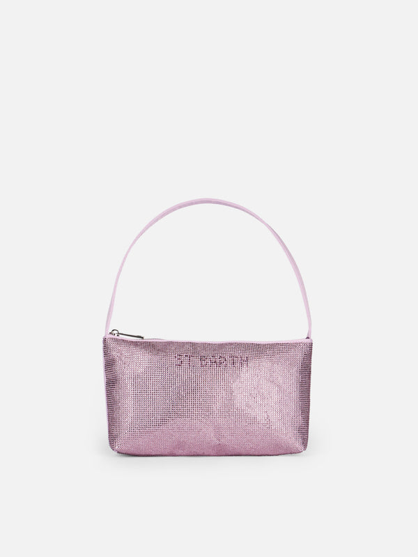 Mini bag with lilac rhinestones