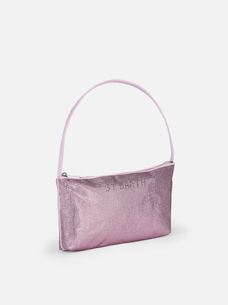 Mini bag with lilac rhinestones