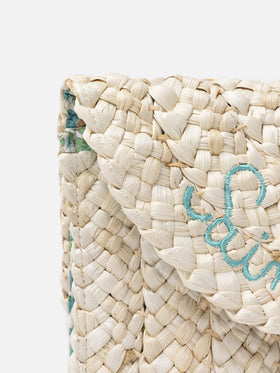 Straw Envelope clutch with Saint Barth embroidery