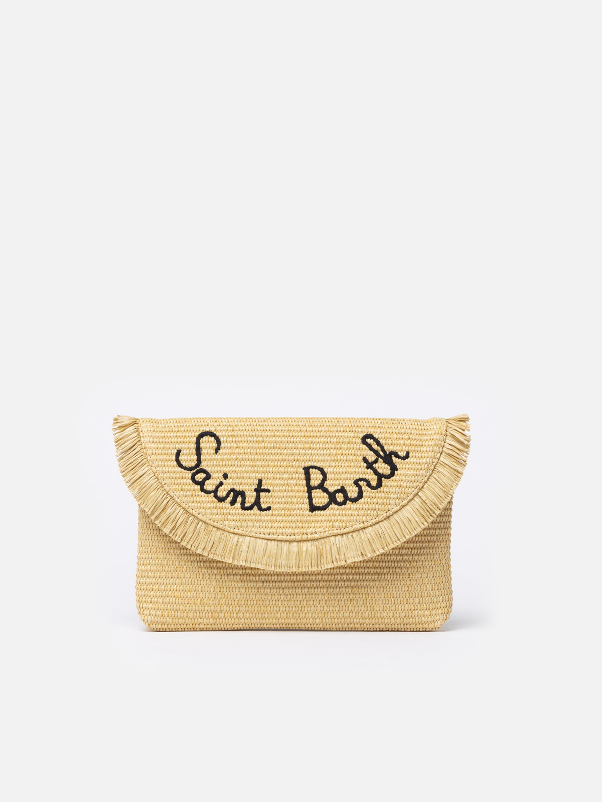 Straw pochette with fruit charms