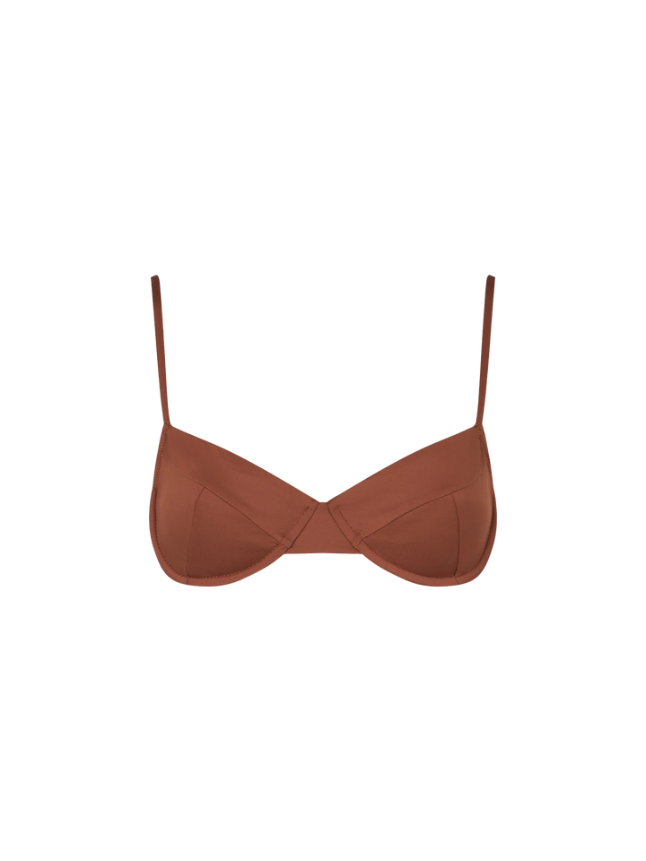 Brauner Bralette-Badeanzug für Damen mit Bügeln