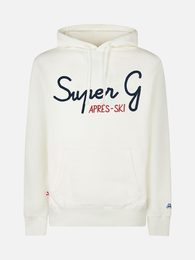 Weißer Kapuzenpullover für Herren mit Super-G-Stickerei | SUPER G SONDEREDITION