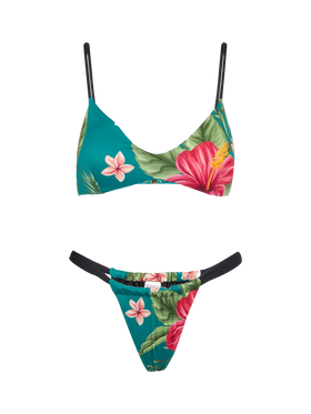 Bikini da donna a fascia con stampa tropicale