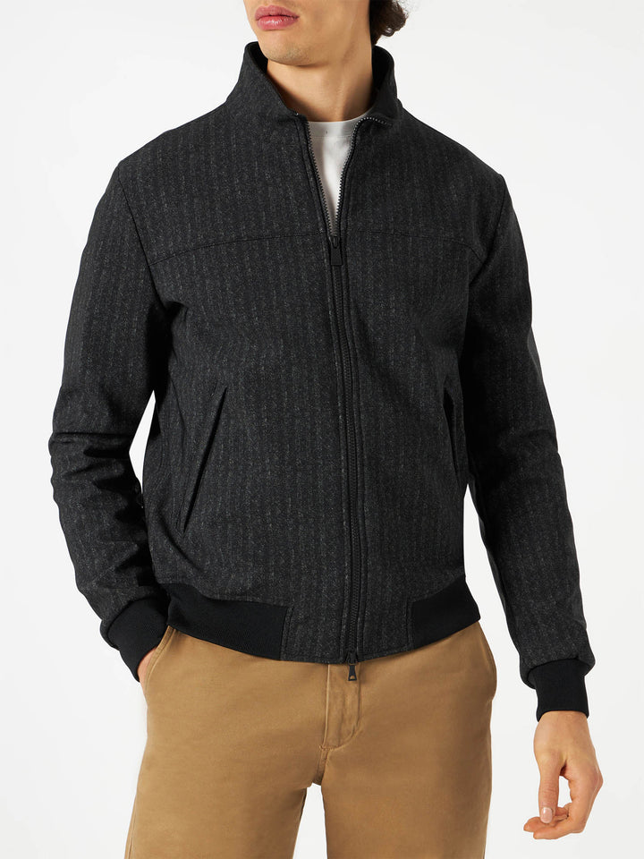 Man mid-weight herringbone bomber jacket Traveler
