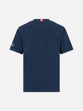 Baumwoll-T-Shirt für Jungen mit Frottee-Aufnäher „King of St. Barth“.