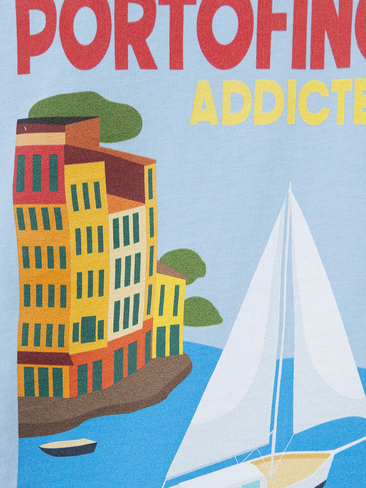 Boy cotton t-shirt with Portofino addicted postcard print - MC2 Saint Barth