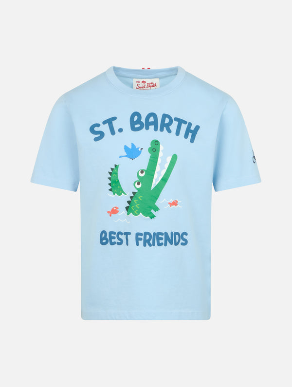 Boy cotton t-shirt with St. Barth best friends croco print