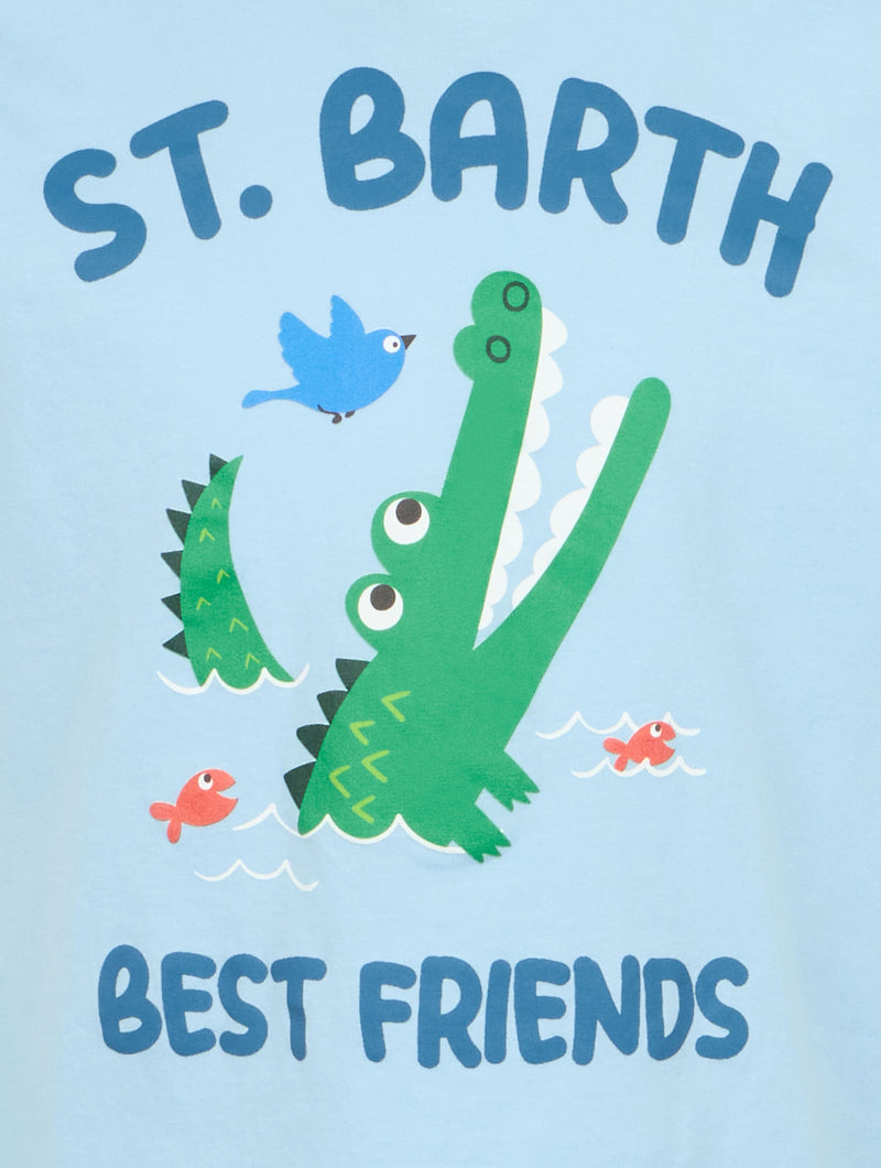 T-shirt da bambino in cotone con stampa coccodrillo St. Barth best friends