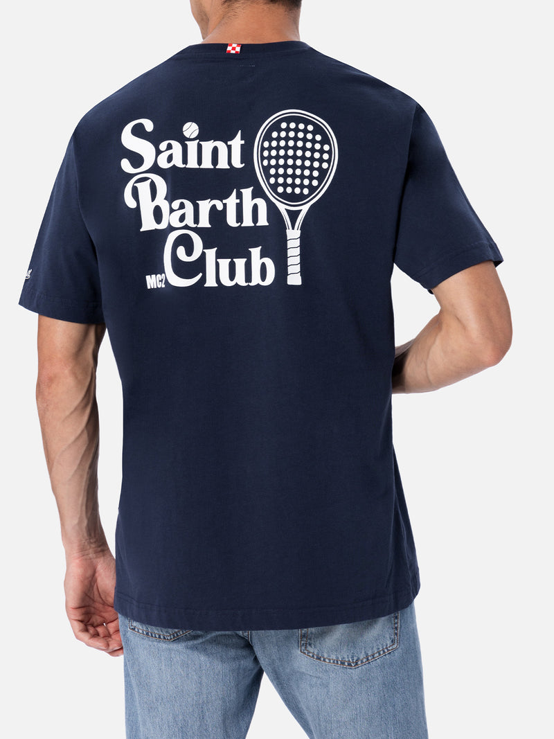 T-shirt da uomo in cotone con stampa del club padel Saint Barth davanti e dietro