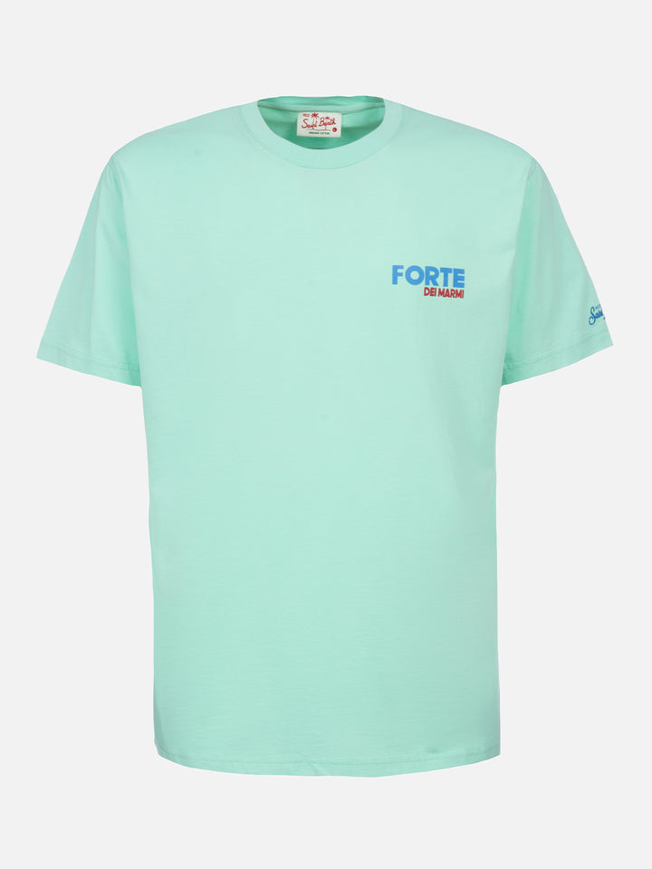 Man cotton t-shirt with Forte dei Marmi postcard placed print - MC2 Saint Barth