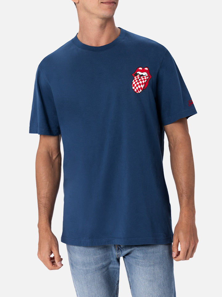 Herren-T-Shirt aus Baumwolle mit platziertem Rolling-Stones-Aufdruck auf Vorder- und Rückseite | ROLLING STONES SONDEREDITION