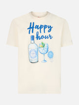 T-shirt da uomo in cotone con stampa piazzata Happy Hour