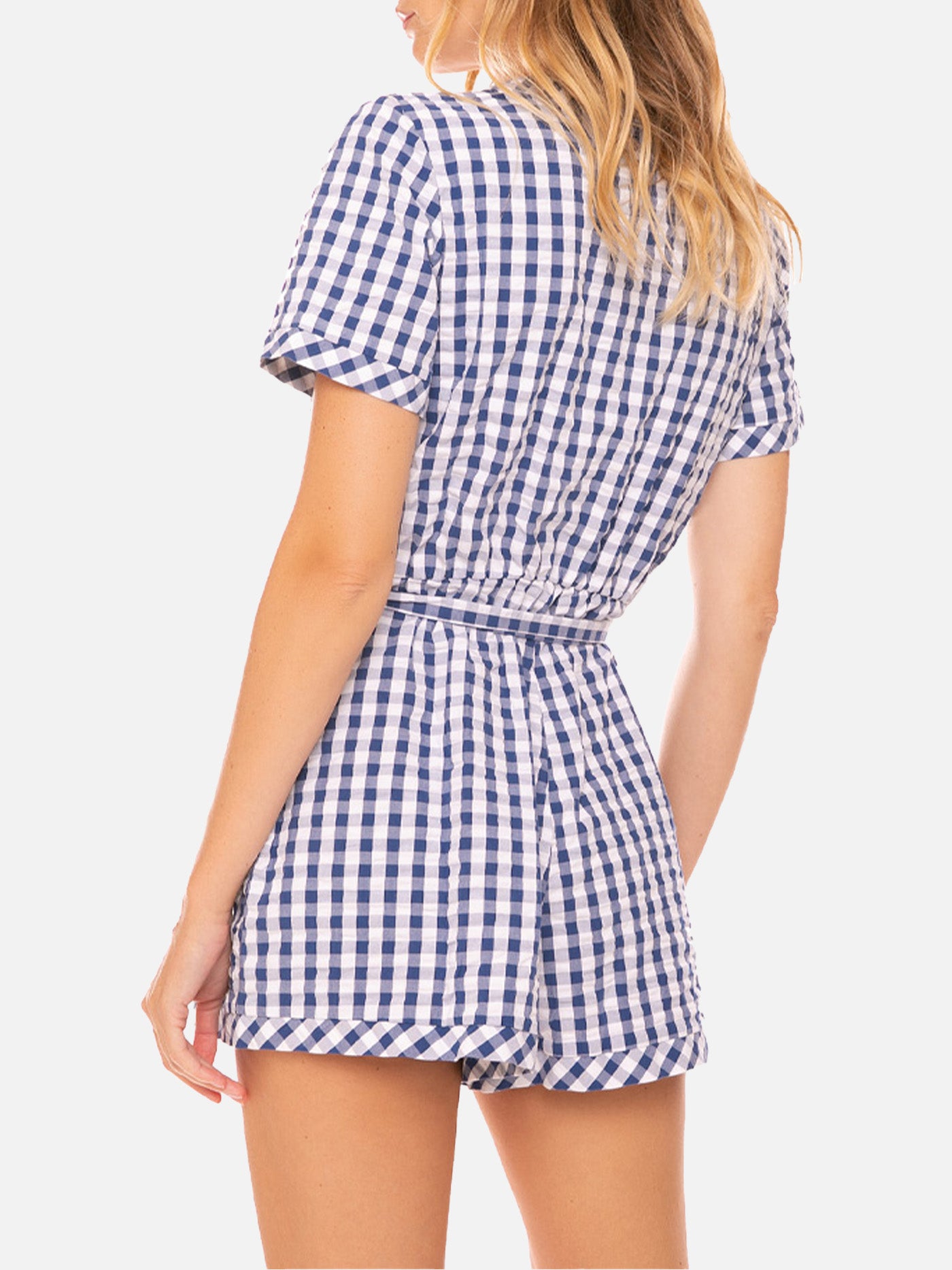 short jumpsuit Blue vichy print - MC2 Saint Barth