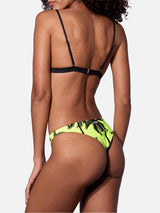 Palm print yellow fluo triangle bikini