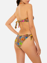 Bikini da donna a fascia con stampa farfalle