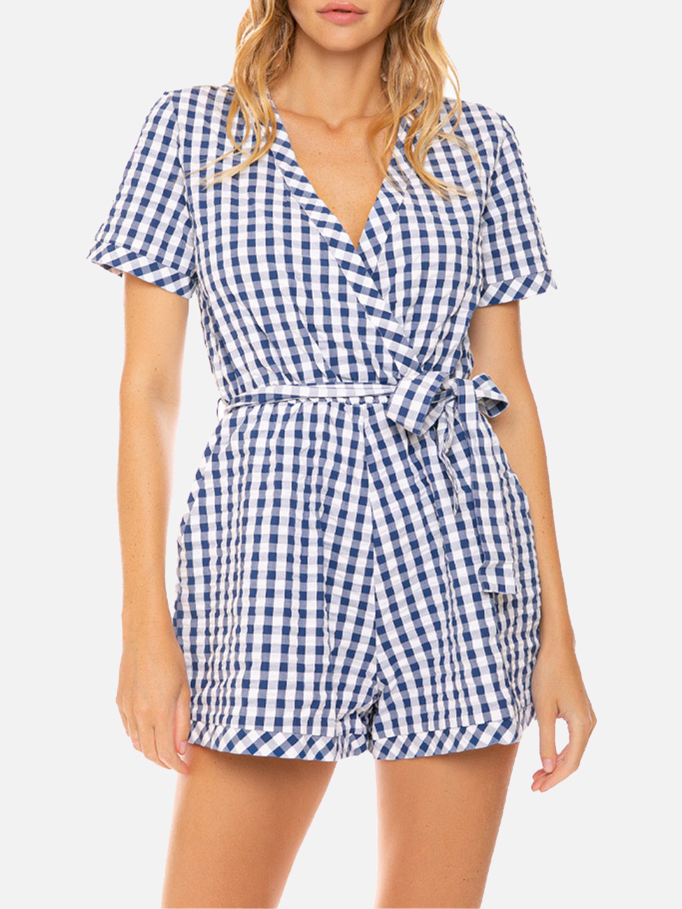 short jumpsuit Blue vichy print - MC2 Saint Barth