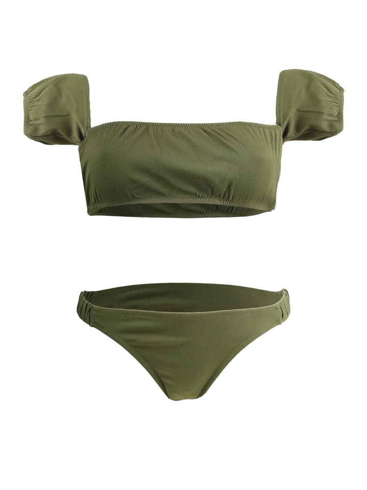 Militärgrüner Bandeau-Bikini