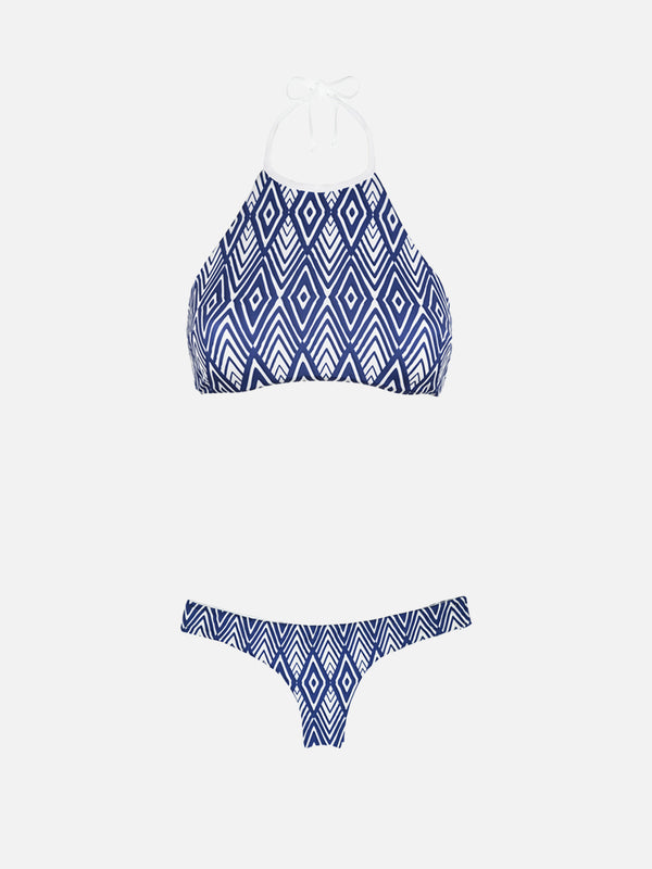 Halter top bikini optical print