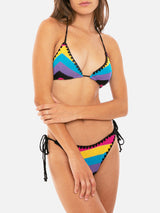 Woman crochet triangle bikini