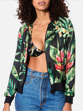 Tropical Print Bomber Jacket
