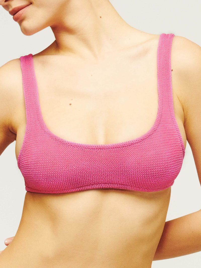 Woman fuchsia lurex classic crinkle bralette Naima