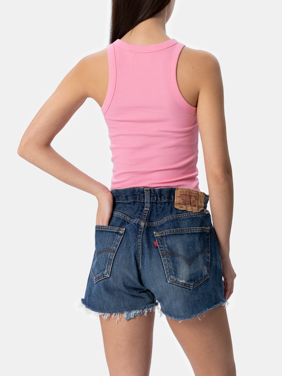 Ada pink ribbed cotton tank top - MC2 Saint Barth