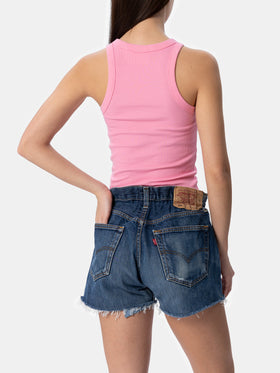 Ada pink ribbed cotton tank top - MC2 Saint Barth