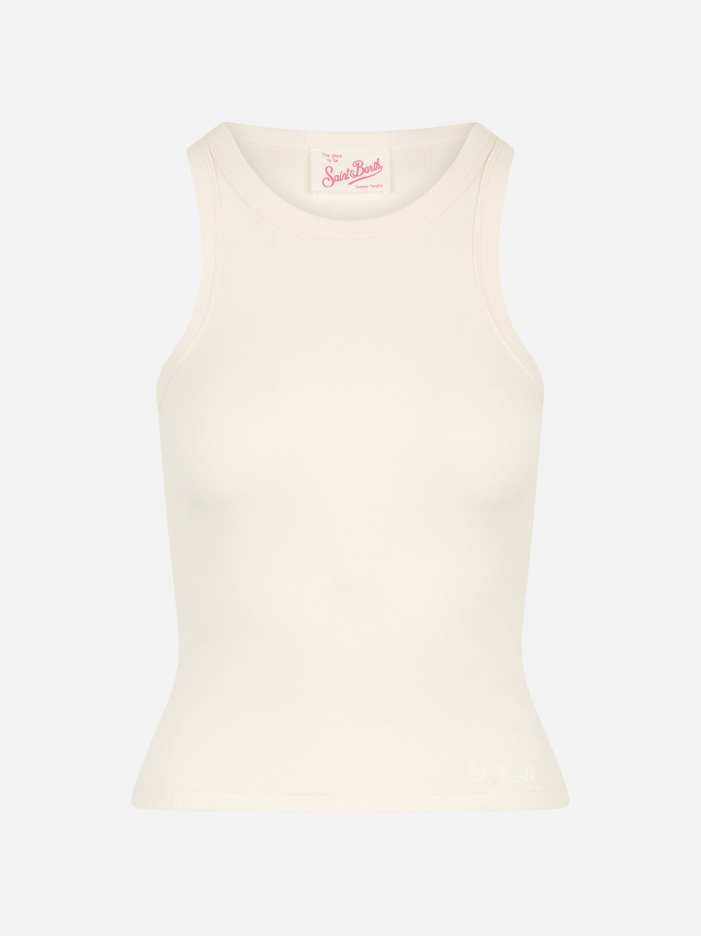Ada off-white ribbed cotton tank top - MC2 Saint Barth