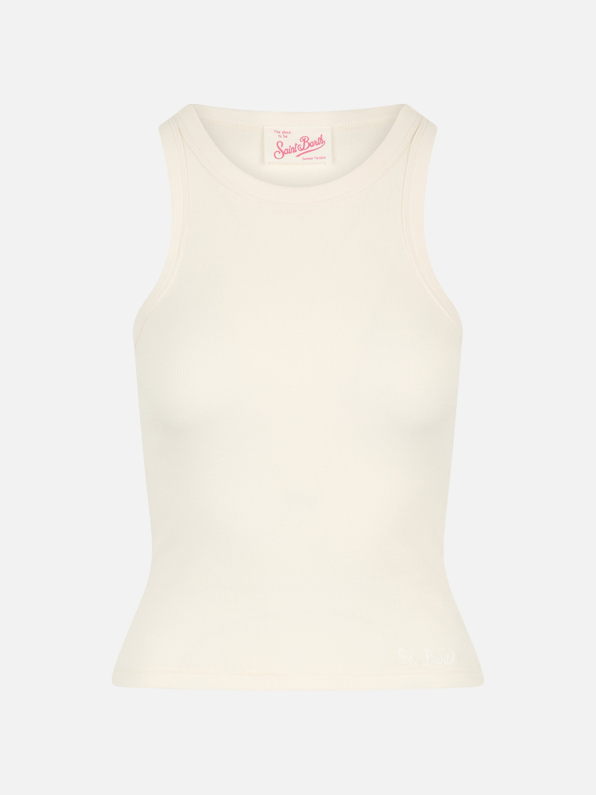 Ada off-white ribbed cotton tank top - MC2 Saint Barth