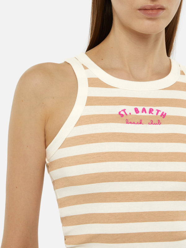 Ada striped ribbed cotton tank top