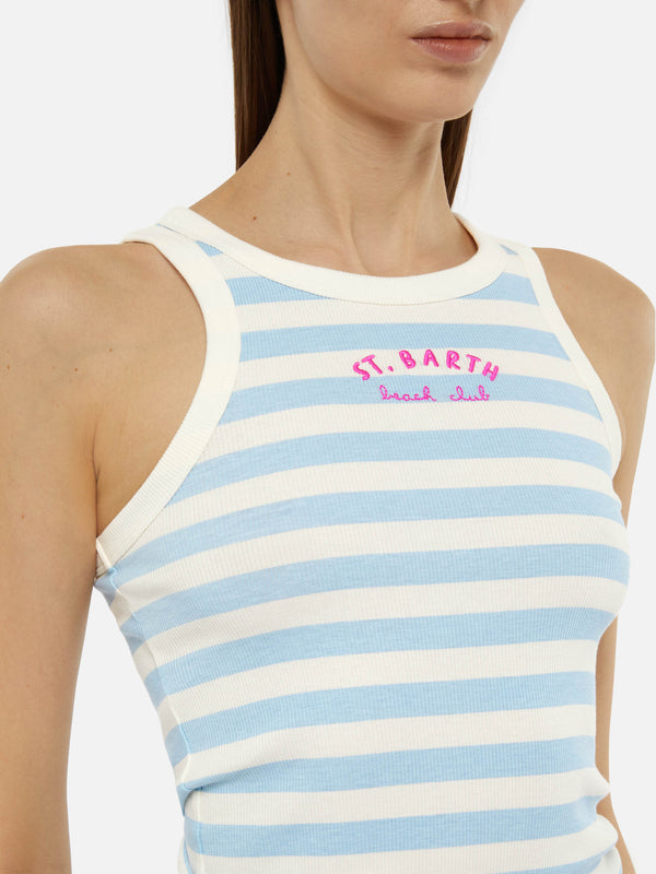 Ada striped ribbed cotton tank top