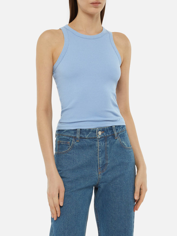 Ada dusty blue ribbed cotton tank top