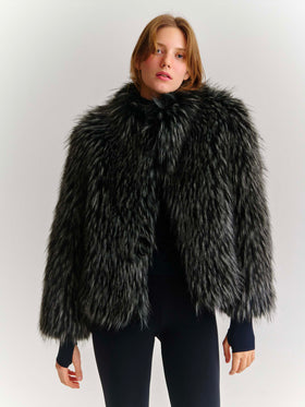 Veste en fausse fourrure Artika effet renard argenté 