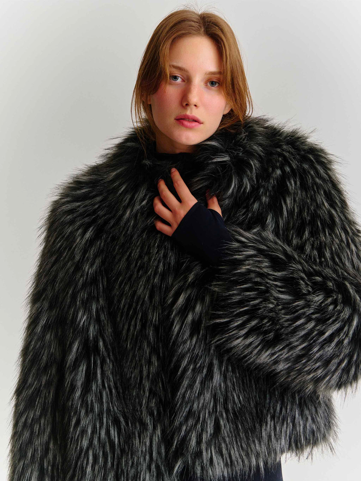 Veste en fausse fourrure Artika effet renard argenté 
