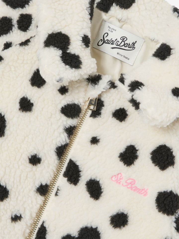 Cream Abel teddy jacket with dalmatian pattern | Special edition